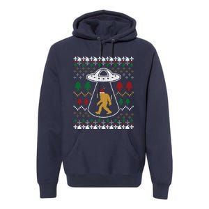 Santa Claus Bigfoot Ufo Sasquatch Ugly Christmas Sweater Premium Hoodie