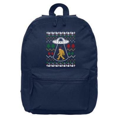 Santa Claus Bigfoot Ufo Sasquatch Ugly Christmas Sweater 16 in Basic Backpack