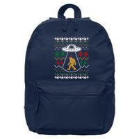 Santa Claus Bigfoot Ufo Sasquatch Ugly Christmas Sweater 16 in Basic Backpack