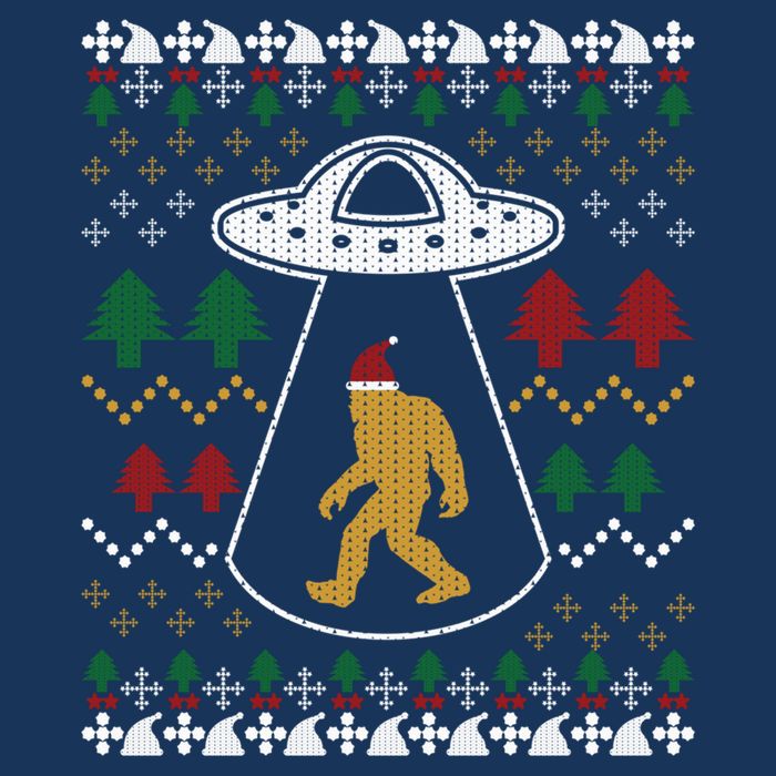 Santa Claus Bigfoot Ufo Sasquatch Ugly Christmas Sweater 16 in Basic Backpack