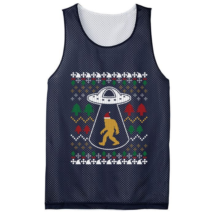 Santa Claus Bigfoot Ufo Sasquatch Ugly Christmas Sweater Mesh Reversible Basketball Jersey Tank