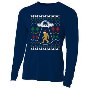 Santa Claus Bigfoot Ufo Sasquatch Ugly Christmas Sweater Cooling Performance Long Sleeve Crew