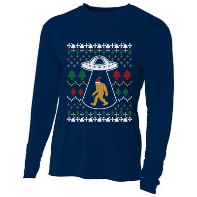 Santa Claus Bigfoot Ufo Sasquatch Ugly Christmas Sweater Cooling Performance Long Sleeve Crew