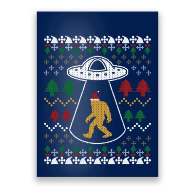 Santa Claus Bigfoot Ufo Sasquatch Ugly Christmas Sweater Poster