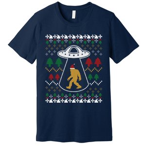 Santa Claus Bigfoot Ufo Sasquatch Ugly Christmas Sweater Premium T-Shirt