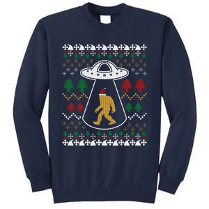 Santa Claus Bigfoot Ufo Sasquatch Ugly Christmas Sweater Tall Sweatshirt