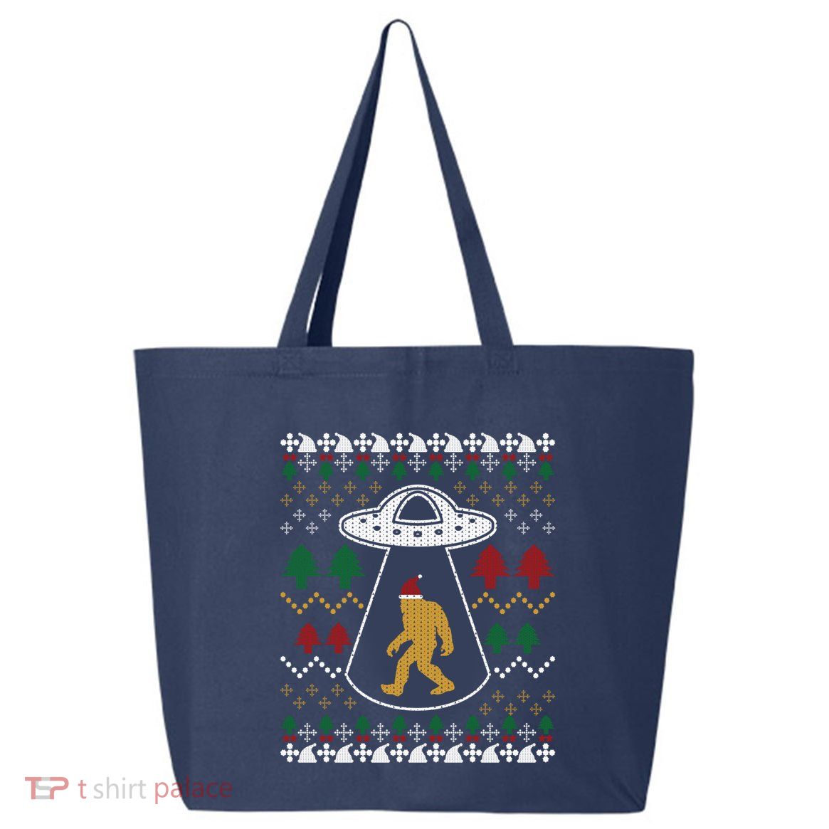 Santa Claus Bigfoot Ufo Sasquatch Ugly Christmas Sweater 25L Jumbo Tote