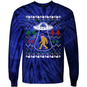 Santa Claus Bigfoot Ufo Sasquatch Ugly Christmas Sweater Tie-Dye Long Sleeve Shirt