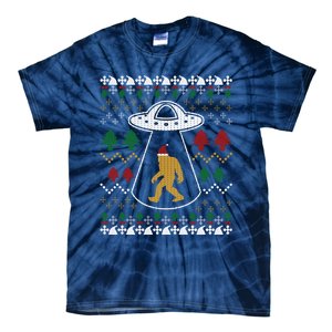 Santa Claus Bigfoot Ufo Sasquatch Ugly Christmas Sweater Tie-Dye T-Shirt