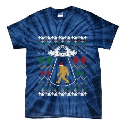 Santa Claus Bigfoot Ufo Sasquatch Ugly Christmas Sweater Tie-Dye T-Shirt