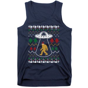 Santa Claus Bigfoot Ufo Sasquatch Ugly Christmas Sweater Tank Top