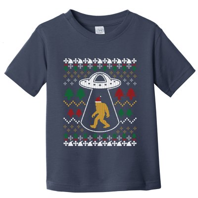 Santa Claus Bigfoot Ufo Sasquatch Ugly Christmas Sweater Toddler T-Shirt