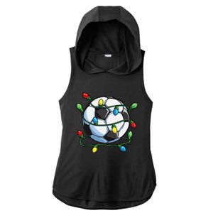 Soccer Christmas Ball Xmas Lights Funny Sport Ladies PosiCharge Tri-Blend Wicking Draft Hoodie Tank