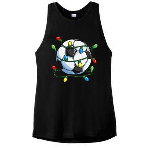 Soccer Christmas Ball Xmas Lights Funny Sport Ladies PosiCharge Tri-Blend Wicking Tank