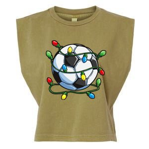 Soccer Christmas Ball Xmas Lights Funny Sport Garment-Dyed Women's Muscle Tee