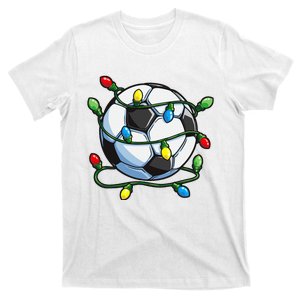 Soccer Christmas Ball Xmas Lights Funny Sport T-Shirt