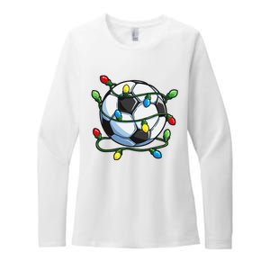 Soccer Christmas Ball Xmas Lights Funny Sport Womens CVC Long Sleeve Shirt