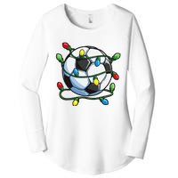 Soccer Christmas Ball Xmas Lights Funny Sport Women's Perfect Tri Tunic Long Sleeve Shirt