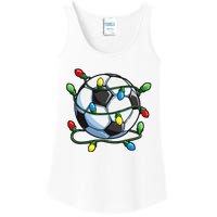 Soccer Christmas Ball Xmas Lights Funny Sport Ladies Essential Tank