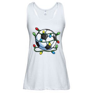 Soccer Christmas Ball Xmas Lights Funny Sport Ladies Essential Flowy Tank