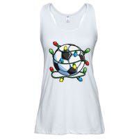 Soccer Christmas Ball Xmas Lights Funny Sport Ladies Essential Flowy Tank