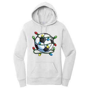 Soccer Christmas Ball Xmas Lights Funny Sport Women's Pullover Hoodie