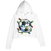 Soccer Christmas Ball Xmas Lights Funny Sport Crop Fleece Hoodie