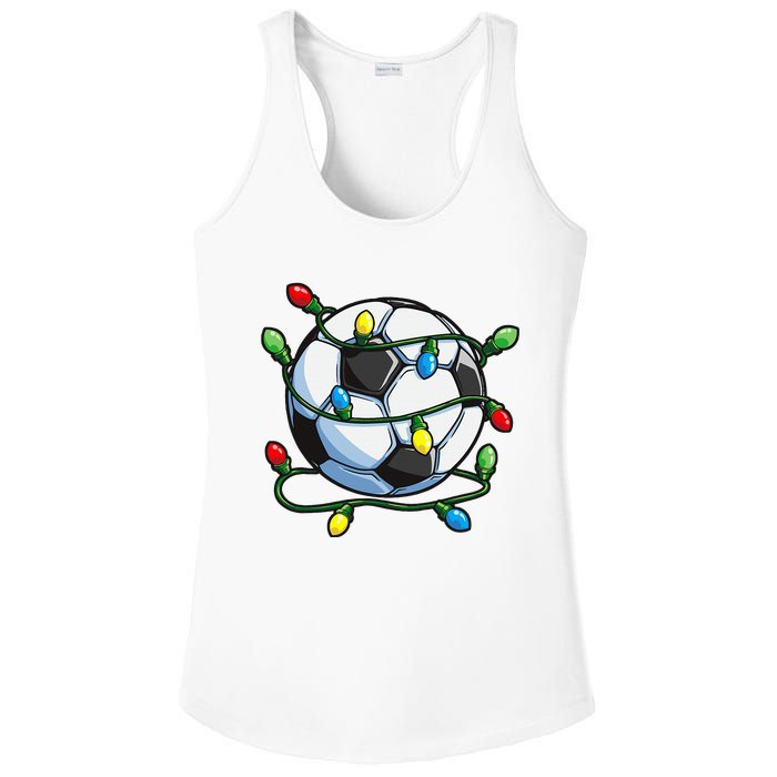 Soccer Christmas Ball Xmas Lights Funny Sport Ladies PosiCharge Competitor Racerback Tank