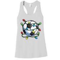 Soccer Christmas Ball Xmas Lights Funny Sport Women's Racerback Tank