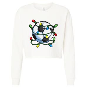 Soccer Christmas Ball Xmas Lights Funny Sport Cropped Pullover Crew