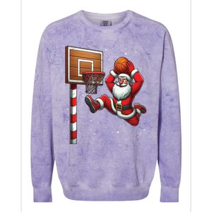 Santa Claus Basketball Player Christmas Snow Colorblast Crewneck Sweatshirt