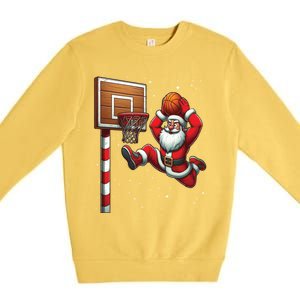 Santa Claus Basketball Player Christmas Snow Premium Crewneck Sweatshirt