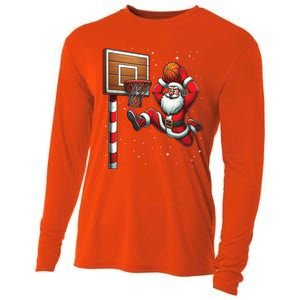 Santa Claus Basketball Player Christmas Snow Cooling Performance Long Sleeve Crew