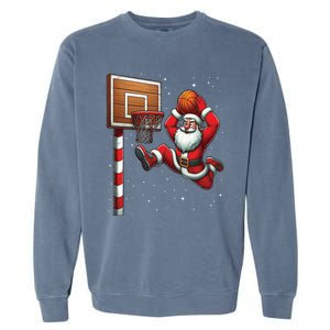 Santa Claus Basketball Player Christmas Snow Garment-Dyed Sweatshirt