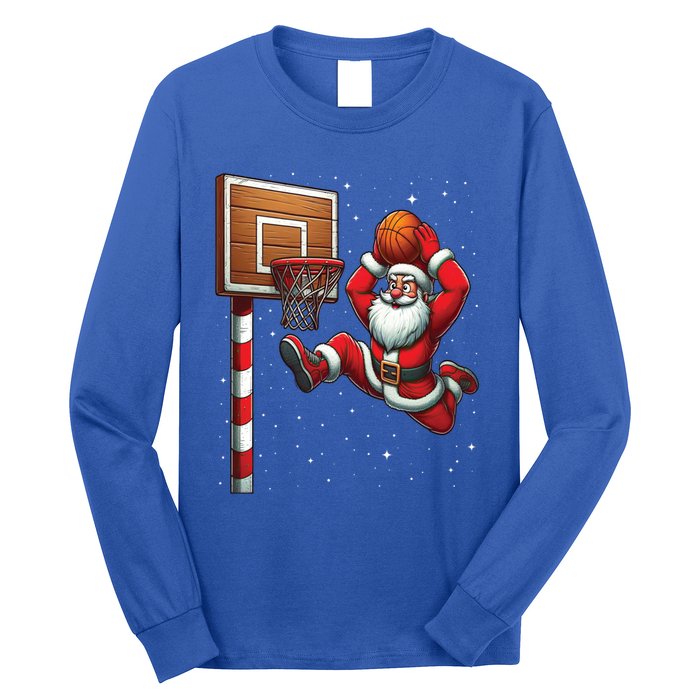 Santa Claus Basketball Player Christmas Snow Long Sleeve Shirt