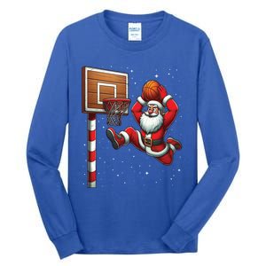 Santa Claus Basketball Player Christmas Snow Tall Long Sleeve T-Shirt