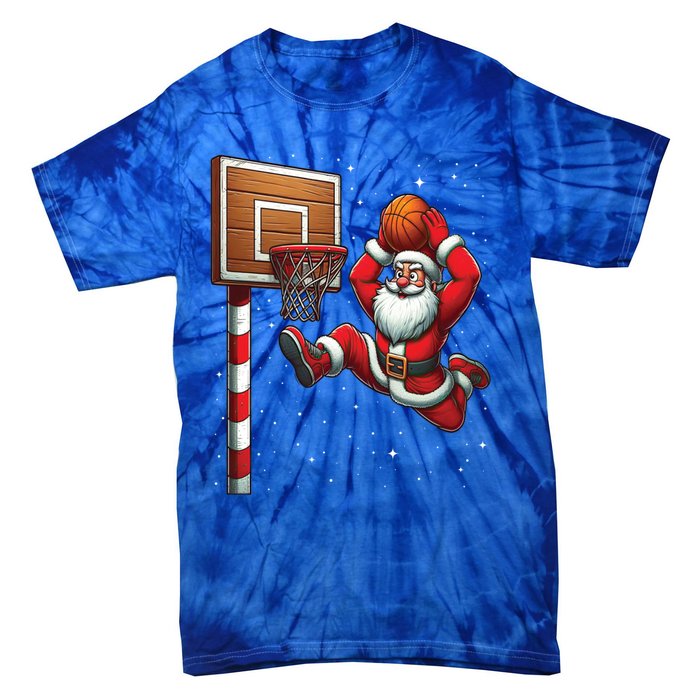 Santa Claus Basketball Player Christmas Snow Tie-Dye T-Shirt