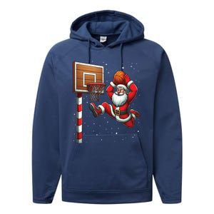 Santa Claus Basketball Player Christmas Snow Performance Fleece Hoodie