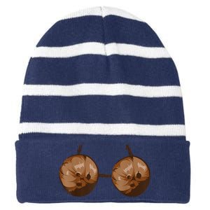 Summer Coconut Bra Halloween Costume Funny Outfit Striped Beanie with Solid Band