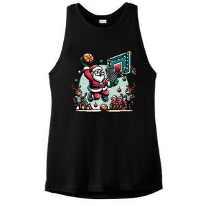 Santa Claus Basketball Christmas Reindeer Team Player Gift Ladies PosiCharge Tri-Blend Wicking Tank