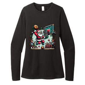 Santa Claus Basketball Christmas Reindeer Team Player Gift Womens CVC Long Sleeve Shirt