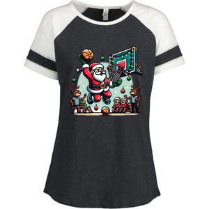 Santa Claus Basketball Christmas Reindeer Team Player Gift Enza Ladies Jersey Colorblock Tee