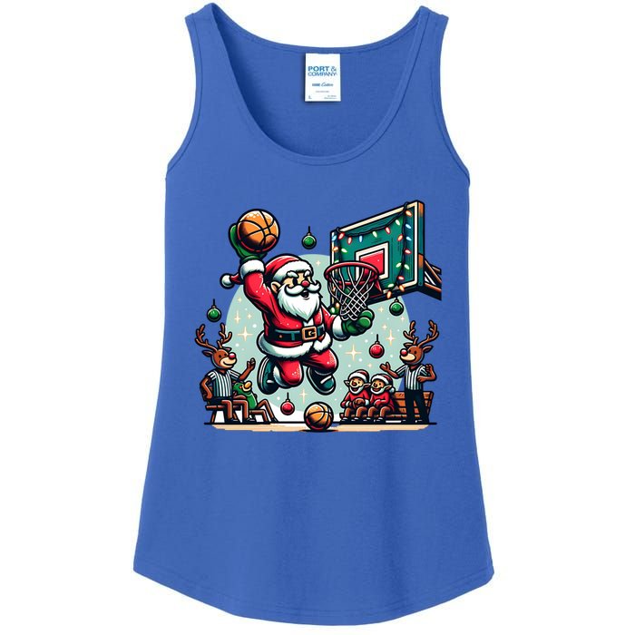 Santa Claus Basketball Christmas Reindeer Team Player Gift Ladies Essential Tank