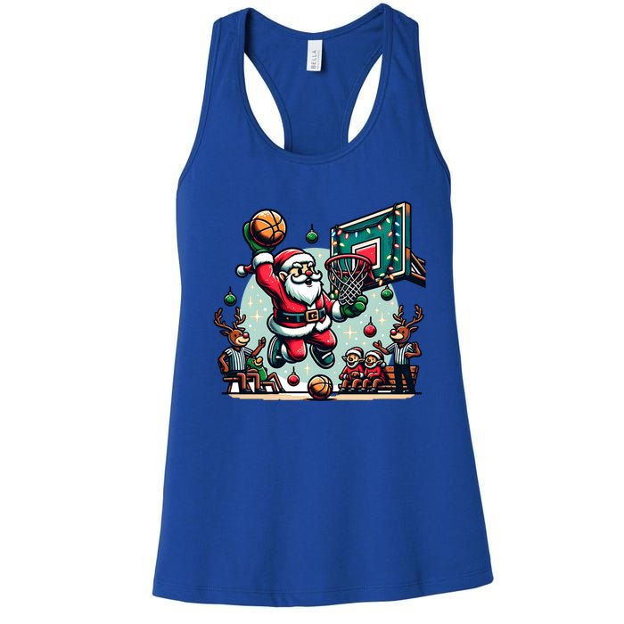 Santa Claus Basketball Christmas Reindeer Team Player Gift Women's Racerback Tank