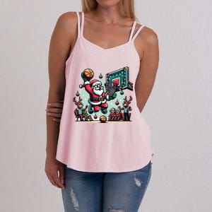 Santa Claus Basketball Christmas Reindeer Team Player Gift Women's Strappy Tank