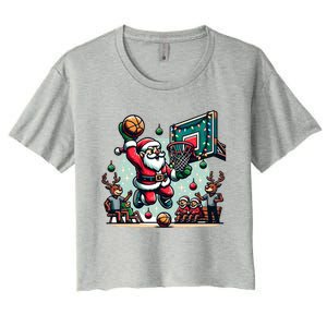 Santa Claus Basketball Christmas Reindeer Team Player Gift Women's Crop Top Tee