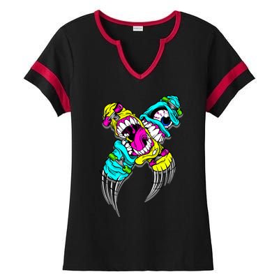 Skateboarding Comic Book Cartoon Skateboard Gift Ladies Halftime Notch Neck Tee