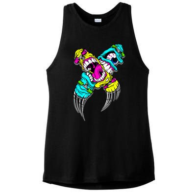 Skateboarding Comic Book Cartoon Skateboard Gift Ladies PosiCharge Tri-Blend Wicking Tank