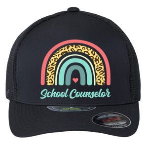 School Counselor Boho Leopard Rainbow Guidance Counseling Cute Gift Flexfit Unipanel Trucker Cap