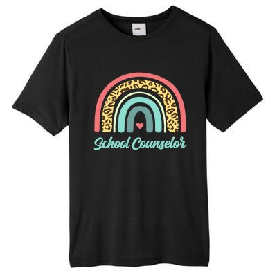 School Counselor Boho Leopard Rainbow Guidance Counseling Cute Gift Tall Fusion ChromaSoft Performance T-Shirt